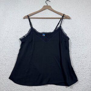 Old Navy Black Lace Trim Cami Top Size M Y2K Dark Fairy Whimsigoth Romantic